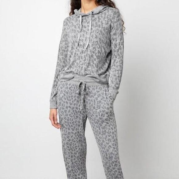 Rails Murray Sweatshirt Hoodie Melange Grey Leopard - Picture 1 of 11
